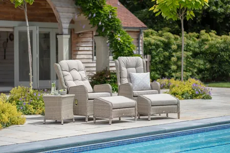 Bramblecrest Chedworth Deluxe Recliner Set with 2 Footstools & Ceramic Top Coffee Table - Sandstone - image 1