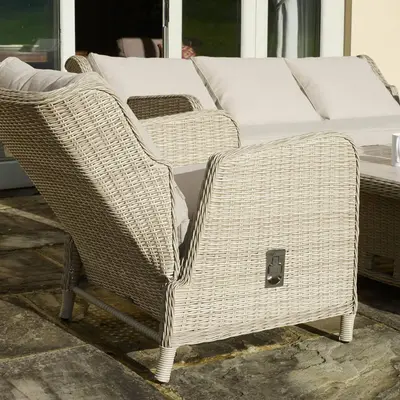 Bramblecrest Chedworth Reclining 3 Seat Sofa, Adjustable Ceramic Rectangle Table, 2 Sofa Chairs & Be - image 2