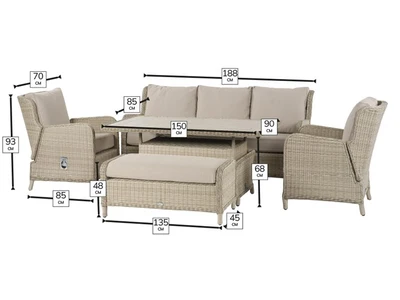 Bramblecrest Chedworth Reclining 3 Seat Sofa, Adjustable Ceramic Rectangle Table, 2 Sofa Chairs & Be - image 3