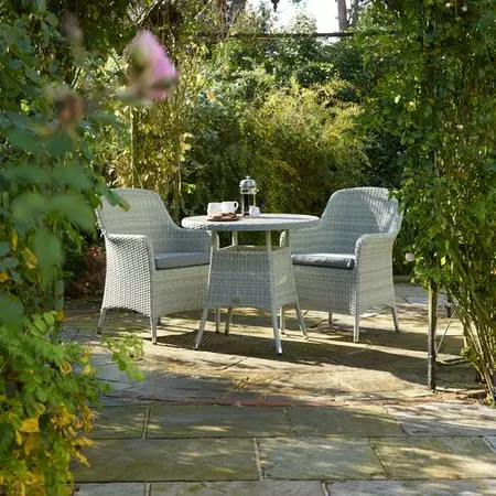Bramblecrest Tetbury 80cm Tree-Free Round Bistro Table with 2 Armchairs, - Cloud - image 1