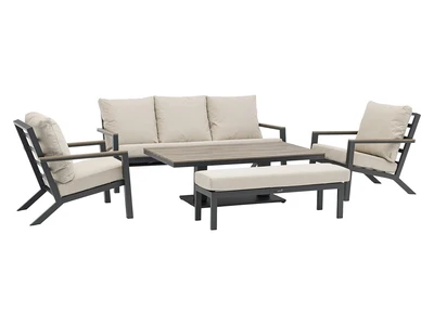 Bramblecrest Zurich Florence 3 Seat Sofa with Rectangle Piston Adjustable Table, 2 Sofa Chairs & Ben - image 2