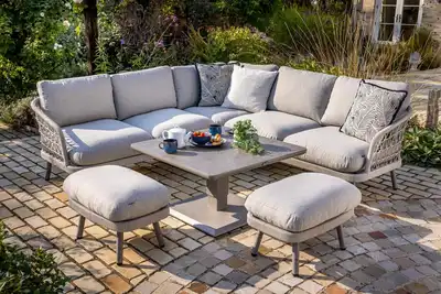 Hartman Aries Square Casual Adjustable Dining Set Taupe Moon