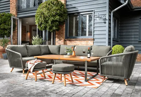 Hartman Eden Rectangular Corner Sofa Set - Moss-Juniper Rope-Acacia Wood - image 1