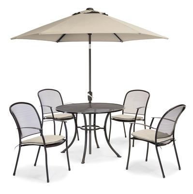 Kettler Caredo 4 Seat Set with Parasol - Stone