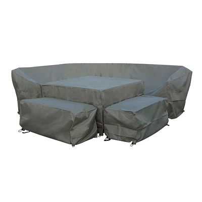 Zurich Square Modular Sofa 2 Benches  & Square Piston Table Set Covers - Khaki